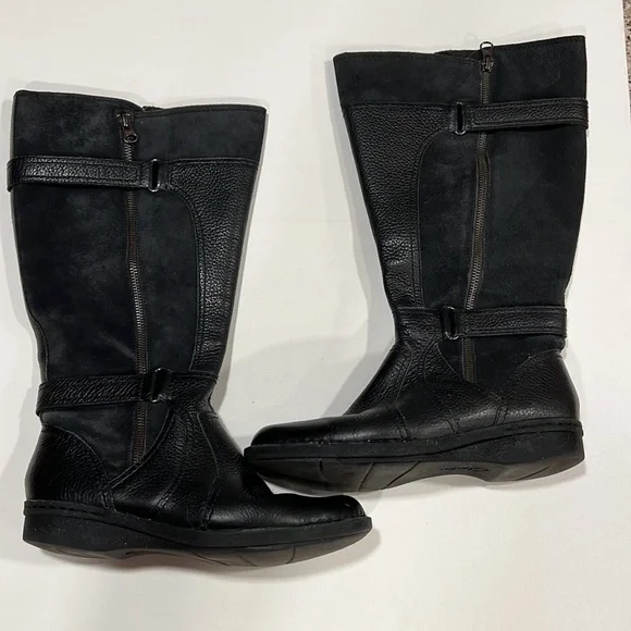 CLARKS Women’s Whistles Whey Black Zip Up Riding Boots Leather & Suede 8.5M - Picture 4 of 13